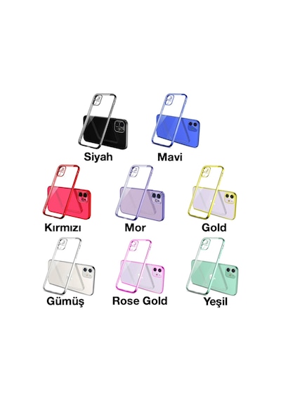Apple Uyumlu iPhone 11 6.1Inç Renkli Kenar Seffaf Kilif Kamera Korumali Silik 389584903
