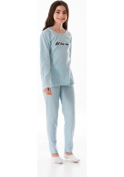 Fullamoda Let Love We Baskılı Kız Çocuk Pijama Takımı 25kcck726126245-siyah Siyah
