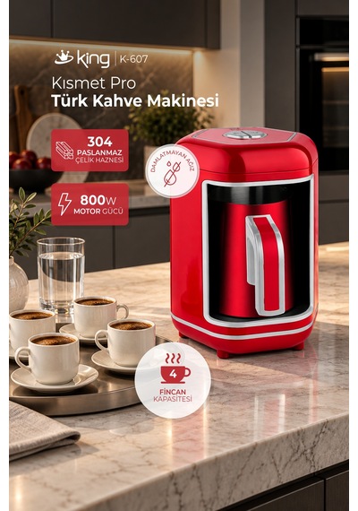 Kısmet Pro Türk Kahve Makinesi, 4 Fincan Kapasiteli Közde Türk Kahves K-607
