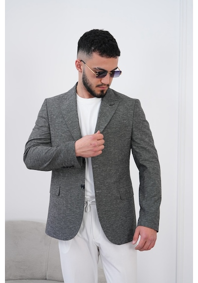 Dupont Classics Dupont Keten Slim Fit 6 Drop Sivri Yaka Çift Yırtmaçlı Erkek Blazer Ceket Antrasit - Gri Dupont Classics Dupont Keten Slim Fit 6 Drop Sivri Yaka Çift Yırtmaçlı Erkek Blazer Ceket Antrasit - Gri