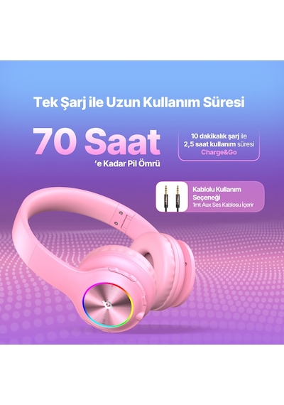 Soundbuddy Funled 2KM172 Bluetooth 5.3 Led Işıklı Kulak Üstü Kulaklık