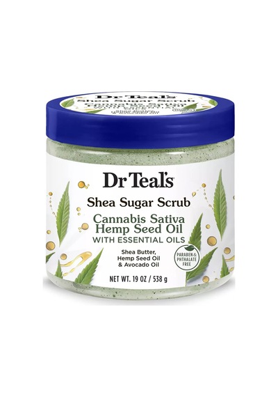 Dr Teal's Shea Sugar Scrub Cannabis Sativa Hemp Seed Oil Vücut Peeling 538 G