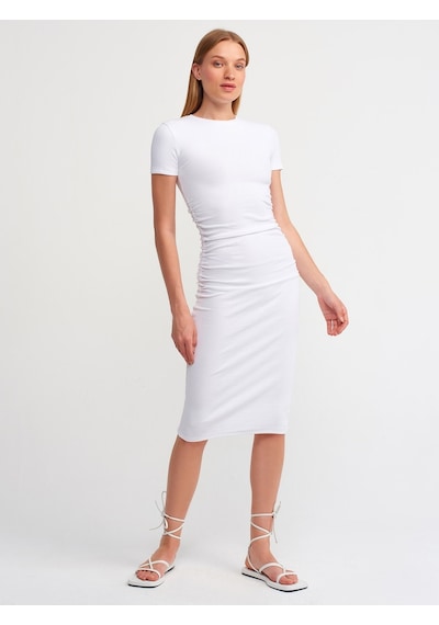 Dilvin 90327 Fitilli Midi Boy Elbise