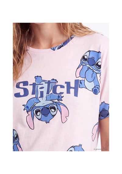 Lcw Young Pembe Stitch Baskılı Kadın Gecelik