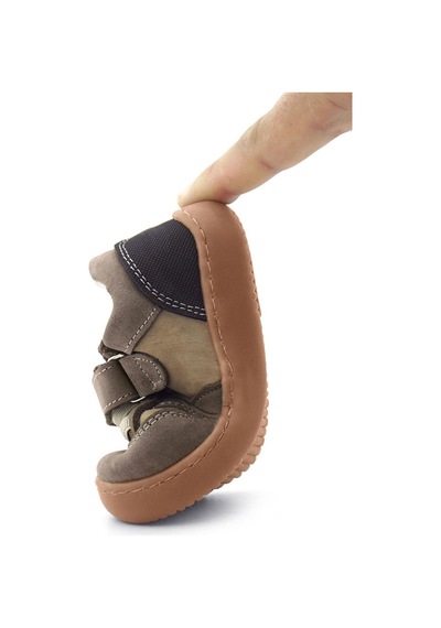 Rakerplus Bob Hakiki Deri Kum Krem Barefoot Cırtlı Lastikli Bebek Sneaker Ayakkabı Kum
