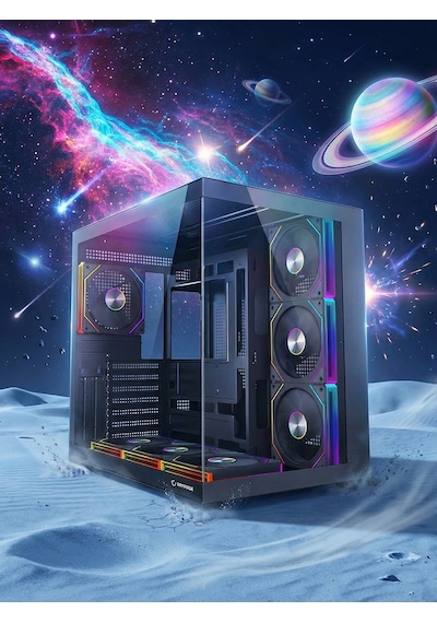 Rampage Ares V2 Gaming Pc Kasası 7x120mm Argb Fanlı Temperli Cam Atx Mid Tower Oyuncu Kasası 360mm Sıvı Soğutma