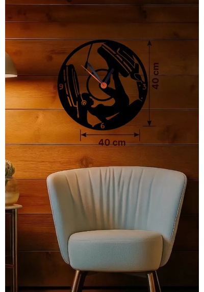 Mey İthalat Fitness Ve Spor Temalı Ahşap Duvar Saati - 40x40 Cm Leg Press Tasarım Çok Renkli