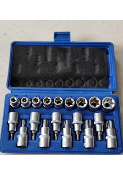 1/2 Lokmalı Torx Takımı Seti 19 Parça A+pro (e Diş Erkek Ve Dişi)