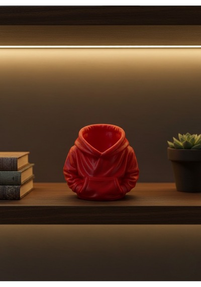 Dekoratif Kırmızı Hoodie Kalemlik 10x10 Cm