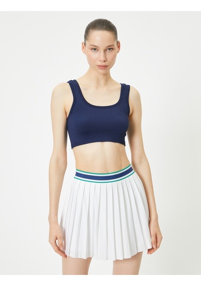Koton Spor Yarım Atlet Dikişsiz Fitilli Slim Fit Kapsız Lacivert 4sak30202nk Lacivert
