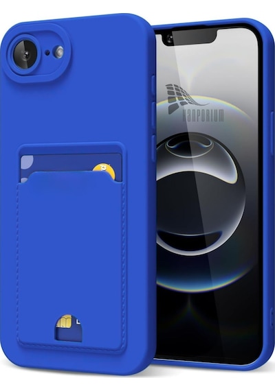 Apple Uyumlu iPhone 17e  Kartlıklı Silikon Kılıf Kamera Korumalı Esnek Pastel Kapak - Lacivert