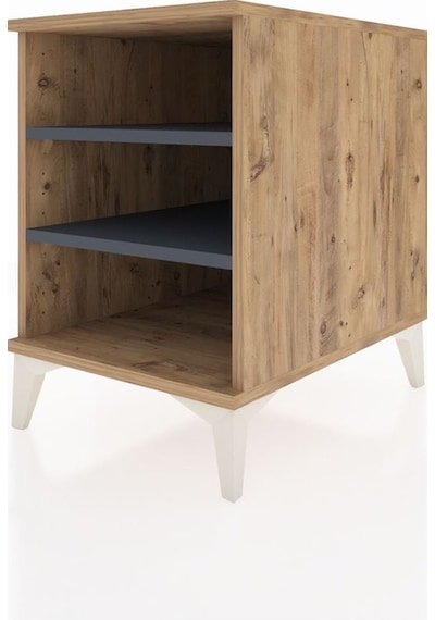 Kronos Komodin 2 Raflı 44x59x64 Çam-antrasit Atlas Çam