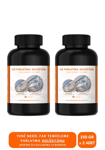 Yeni Nesil Premium I Buharlı Araba Far Temizleme Ve Parlatma Solüsyonu I Kloroform Uyumlu 2 X 250 Gr