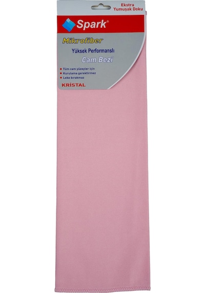 2 Adet Spark Kristal Mikrofiber Cam Silme Bezi Ve Genel Temizlik & Kurulama Bezi 40x40 Cm. Pembe