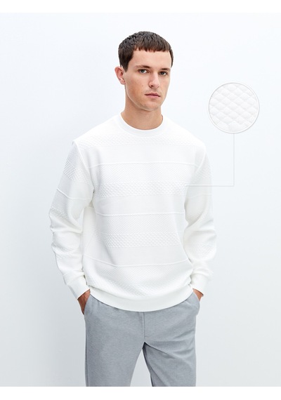 Lcw Vision Beyaz Bisiklet Yaka Uzun Kollu Erkek Sweatshirt