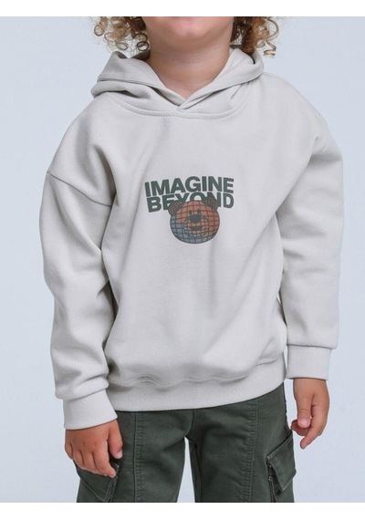 Jack Lions Erkek Bebek Kapüşonlu Ayıcık Baskılı Sweatshirt-14253 Gri