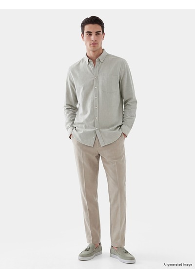 Lcwaıkıkı Classic Yeşil Regular Fit Çizgili Gabardin Erkek Gömlek