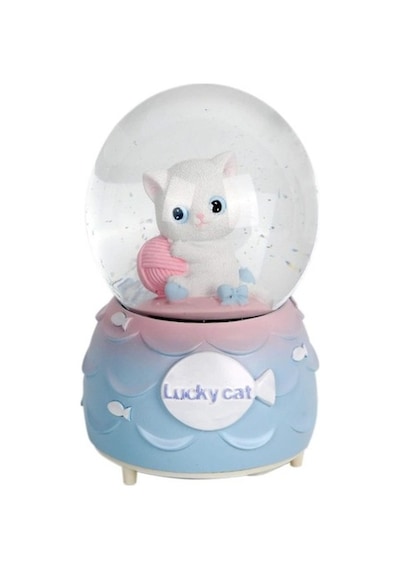 Tatlı Kedi Orta Boy Işıklı Müzikli Kar Küresi