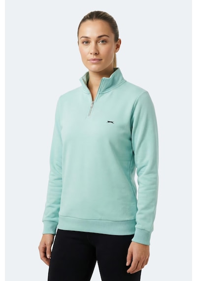 Slazenger Maxıs I Kadın Dik Yaka Fermuarlı Turkuaz Sweatshırt Turkuaz