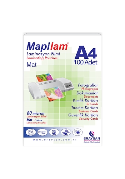 Mapilam 80 Mic.mat Laminasyon Filmi A4 100'lü