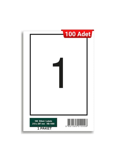 Herboy Hb-1000 210 X 297 Mm A4 Baskılı Laser Etiket 100 Adet