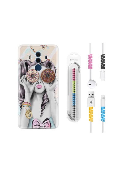 Huawei Mate 10 Pro Kılıf Kablo Koruyuculu Donut Girl 1408