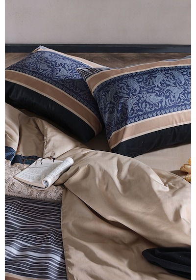 Doqu Home Saten Nevresim Takımı Clair Çift Kişilik - Bej Çok Renkli