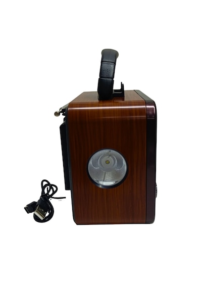 Gold Silver Gs-1325 Güneş Enerjili Fenerli Nostaljik Radyo Şarjlı Ahşap Bluetooth Hoparlör Usb Tf