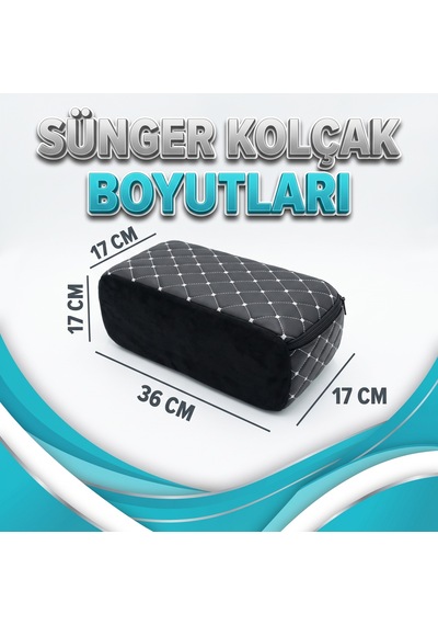 Alfa Romeo 145 Uyumlu Oto Kol Dayama Sünger Kolçak Minderi Siyah Deri Beyaz Dikişli