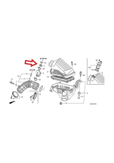 Honda Accord 2003-2008 Hava Filtre Emiş Hortum Aparatı 17152RAAA0