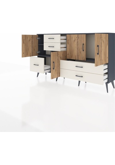 Arges Konsol 4 Raflı 5 Çekmeceli 4 Kapaklı 176x30x99 Antrasit-çam/aytaşı Atlas Çam/aytası - Antrasıt Arges Konsol 4 Raflı 5 Çekmeceli 4 Kapaklı 176x30x99 Antrasit-çam/aytaşı Atlas Çam/aytası - Antrasıt
