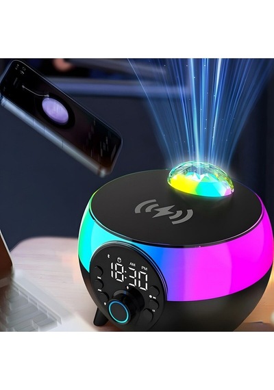 Se-2407 Siyah Rgb Işıklı Çalar Saatli Bluetooth Hoparlörlü Şarj Standı