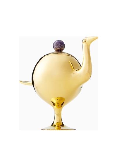 Jonathan Adler Bird Pirinç-ametist Detaylı, Lüks Koleksiyonluk Dekoratif Kutu Gold