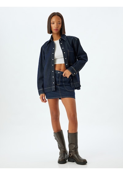 Koton Kot Gömlek Oversize Klasik Yaka Dikiş Detaylı Cepli Çıtçıt Düğmeli Koyu İndigo 5wal60018md İndigo Koton Kot Gömlek Oversize Klasik Yaka Dikiş Detaylı Cepli Çıtçıt Düğmeli Koyu İndigo 5wal60018md İndigo