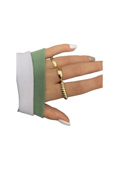 X-Lady Accessories Kadın Yüzük Seti 3'lü Gold Altın