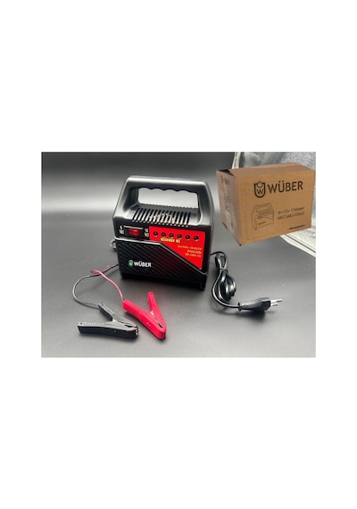 Wüber 6-12v Akü Şarj Cihazı 6 Amper Kablolu Kıskaçlı Motor Araç Akü Şarjı