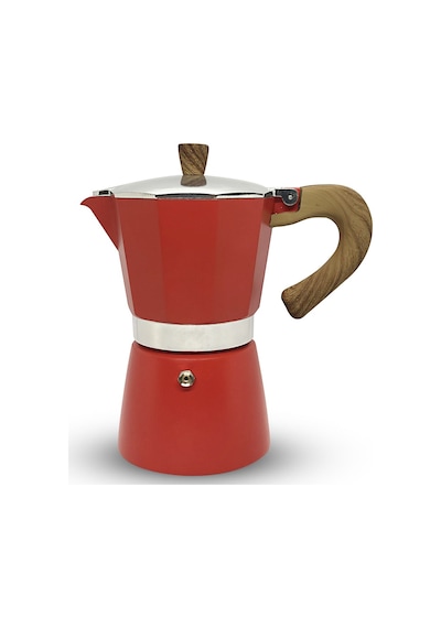Horecamark Aluminyum Moka Pot 6 Kupa Kırmızı 6 Cups Moka Pot