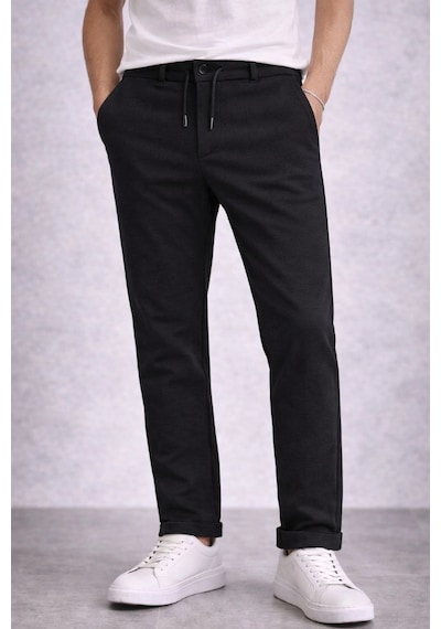Wear Vexel Erkek Diagonel Mikro Dokulu Duble Paça Cepli Pantolon , Modern Kesim - Siyah Çok Renkli