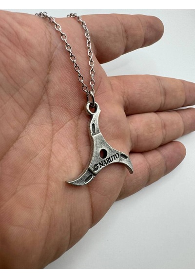 Naruto Anime Ninja Yıldızı Figürlü 60 Cm Zincirli Unisex Kolye Shuriken Cosplay Takı Çok renkli