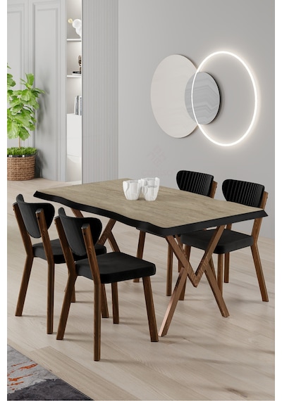 Canisa Akort Serisi Mdf Sabit 80x130 Traverten Mutfak Masa Takımı 4 Siyah Sandalye Traverten Masa Siyah Sandalye Canisa Akort Serisi Mdf Sabit 80x130 Traverten Mutfak Masa Takımı 4 Siyah Sandalye Traverten Masa Siyah Sandalye