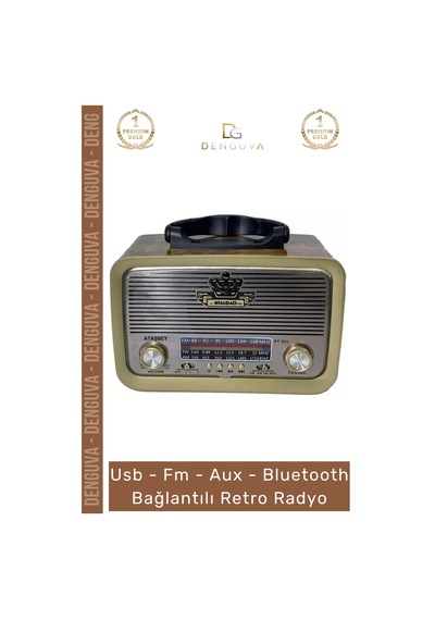 Radyo Bluetooth Hoparlör Mp3 Çalar Usb Sd Kart Girişli Şarjlı Retro Sd Dekoratif Nostaljik Radyo