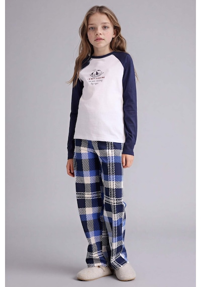 Defacto Kız Çocuk Pijama Takımı Baskılı Uzun Kollu Üst Kareli Uzun Alt F7288a825auwt79 Beyaz-wt79 Defacto Kız Çocuk Pijama Takımı Baskılı Uzun Kollu Üst Kareli Uzun Alt F7288a825auwt79 Beyaz-wt79