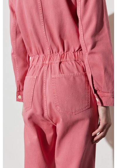 Kick Flare Regular Fit Normal Kesim Gömlek Yaka Geniş Paça Pembe Tulum W237XMP63 Pembe