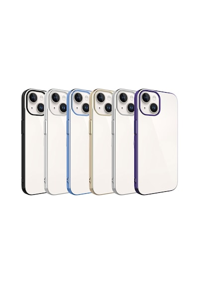 Apple Uyumlu iPhone 15 Kılıf Sert Pc Renkli Çerçeveli Zore Riksos Kapak Koyu Gri