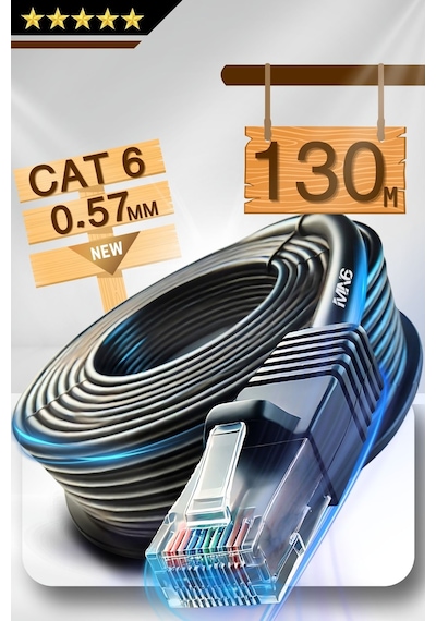 MN6 M107X 130 Metre Ethernet kablo/UTP 0.57mm Cat6 Iki Kat Korumalı/Dış Mekan/130 Metre Cat6 Kablo