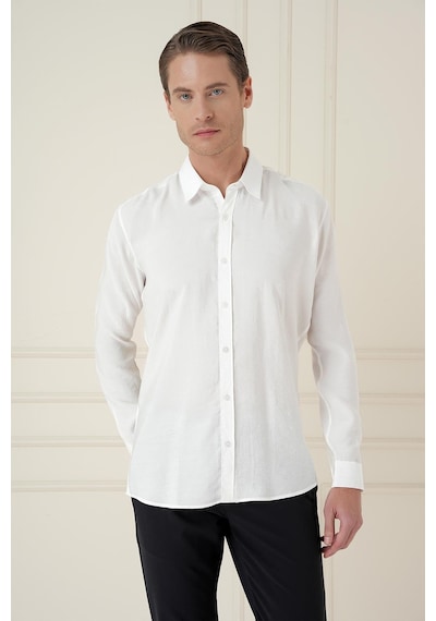 Efor Slim Fit %100 Modal Uzun Kol Klasik Beyaz Gömlek Gk 743 Beyaz