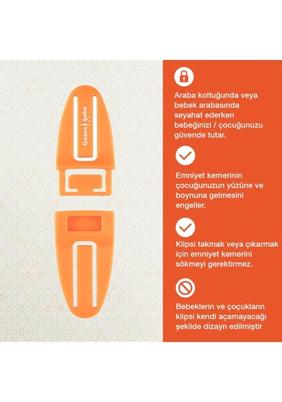 Gezenbebe Bebek Emniyet Kemer Klipsi Orange 001