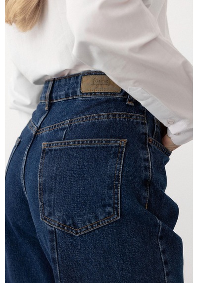 Olcay Yüksek Bel Carrot Fit Jean Pantolon Koyu Mavi 7573