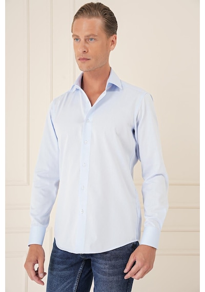 Efor Slim Fit %100 Pamuk Non Iron Kumaş Klasik Mavi Gömlek Gk 735 Mavi