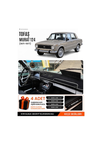 Tofaş Murat 124 1971-1977 Uyumlu Torpido Örtüsü, Torpido Kılıfı - Siyah Gri